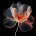 Black Pink Translucent Flower II Art Print