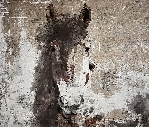 Horse in Weathered Brushstrokes Impressionniste reproduction