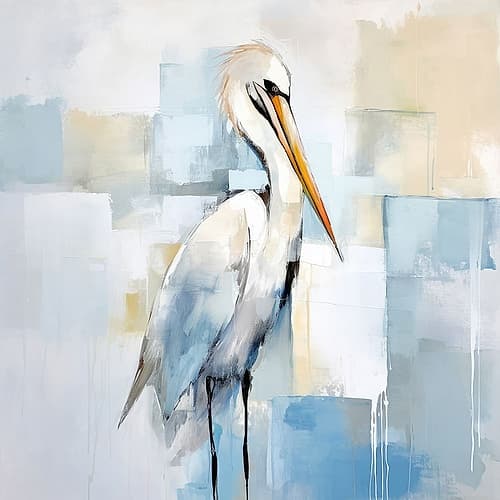 Heron in Tranquil Bluescape I Art Print