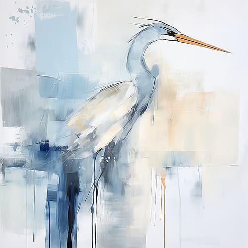 Heron in Tranquil Bluescape II Art Print