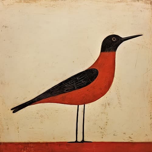 Red Bird on a Line Art Print