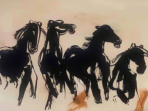 Galloping Shadows Across Canvas Moderne reproduction