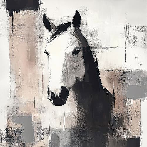 Monochrome Horse in Abstract Light Art Print