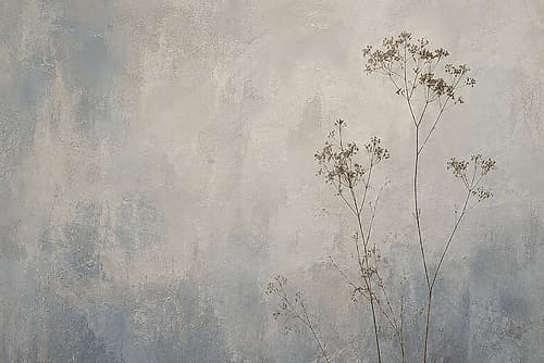 Delicate Stems Against Misty Wall Minimaliste reproduction