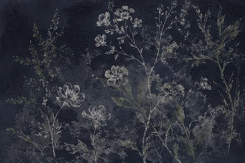 Delicate Blooms in Midnight Hues Aquarelle reproduction