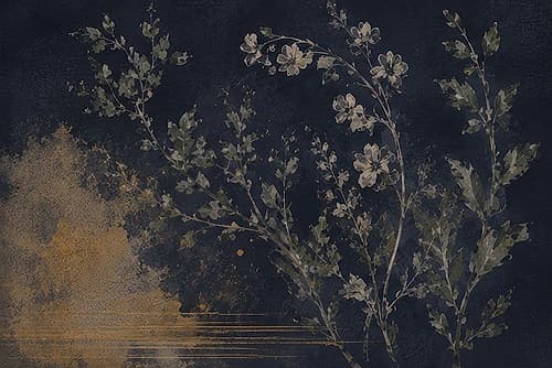 Floral Silhouette on Dark Canvas I Doré reproduction