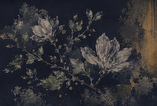 Floral Silhouette on Dark Canvas II Doré reproduction