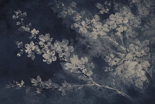 Delicate Blossoms Against Midnight Sky I Aquarelle reproduction