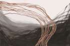 Flowing Lines Over Dark Landscape Art Print by PI Studio