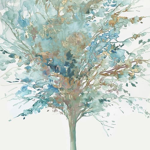 Tree Teal I Landscape Print