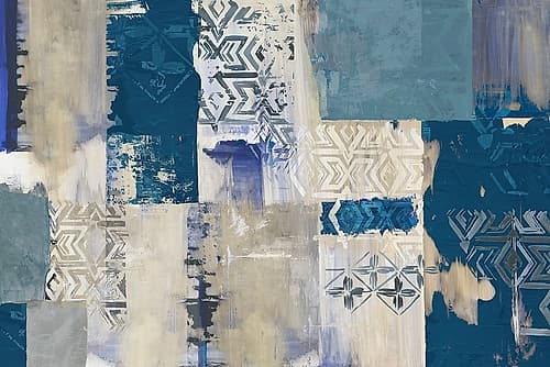 Indigo Patchwork Decorative Print