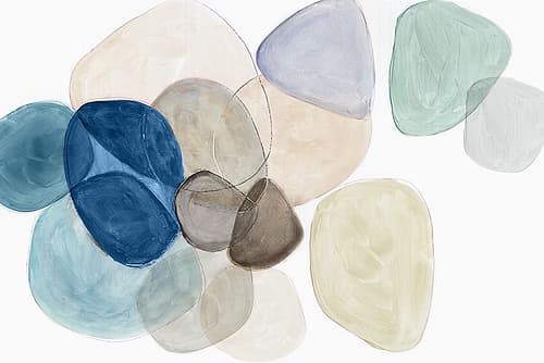 Blue Bubbles Merge I Minimalist Print