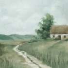 Cottage by a Winding Path Art Print