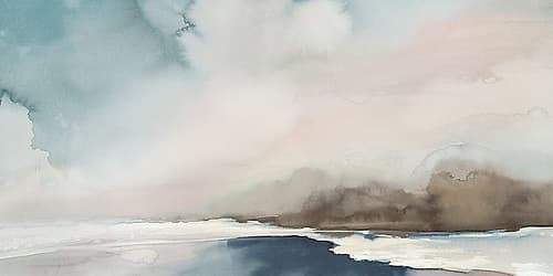 Whispering Skies Over Tranquil Waters Aquarelle reproduction