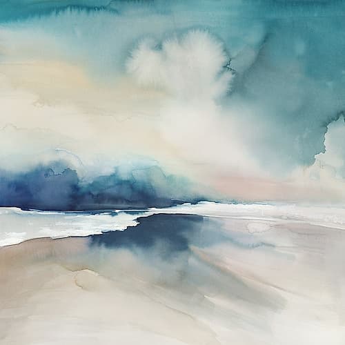 Tranquil Sea and Sky Reflections Aquarelle reproduction