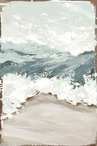 Waves Crashing on Sandy Shore Plage reproduction