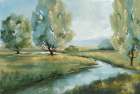 Serene River Through Green Meadows Art Print