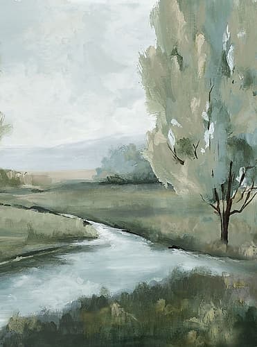 Tranquil River by the Trees Art Print