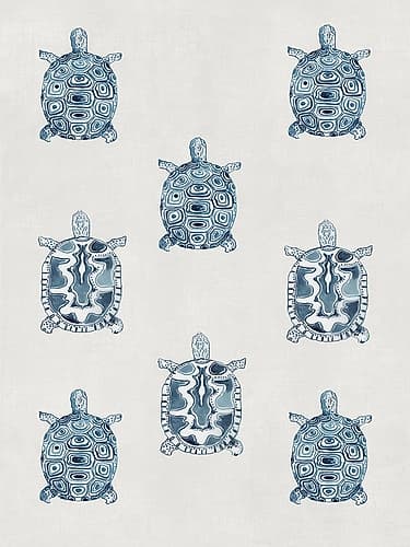 Indigo Turtles Art Print
