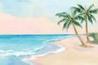Palm Trees by Tranquil Shore Art Print
