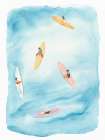 Surfers Floating in Tranquil Waters Art Print