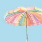 Colorful Beach Umbrella Against Sky Art Print