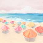 Colorful Umbrellas by the Sea Art Print