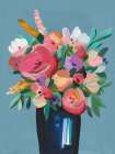 Vivid Blossoms in Blue Vase Art Print