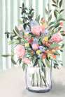 Vibrant Blossoms in Clear Vase Art Deco Print