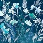 Floral Symphony in Blue Hues I Art Print