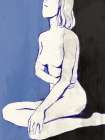 Seated Figure in Cobalt Minimalist Print