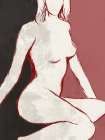 Seated Figure in Crimson Minimalist Print