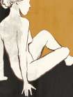 Seated Figure in Ochre Minimalist Print