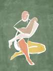 Seated Figure on Textured Green I Minimalist Print