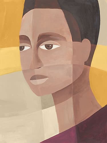 Contemplative Glance in Soft Hues Art Print