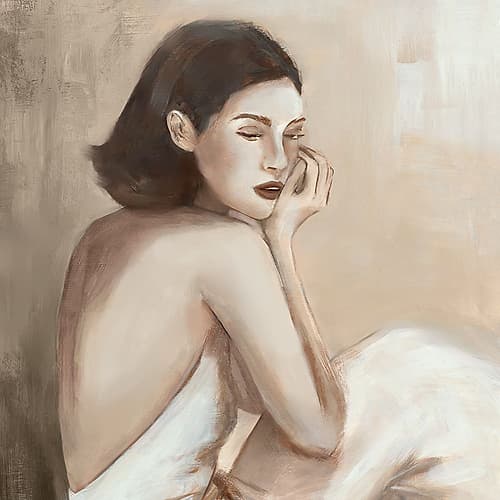 Reflective Grace in Neutral Tones II Art nouveau reproduction