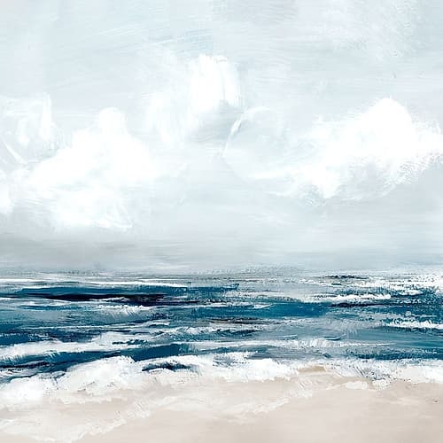 Ocean Waves Under Clouded Sky Plage reproduction