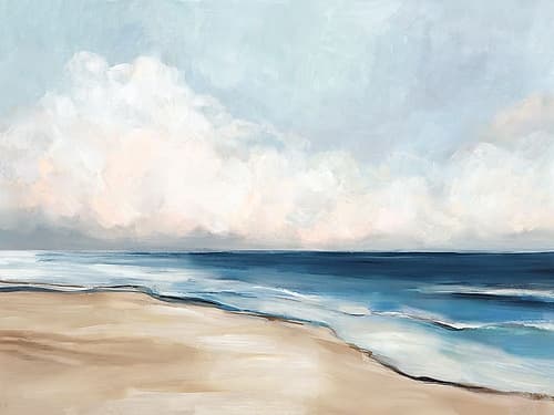 Tranquil Shoreline with Gentle Waves Plage reproduction