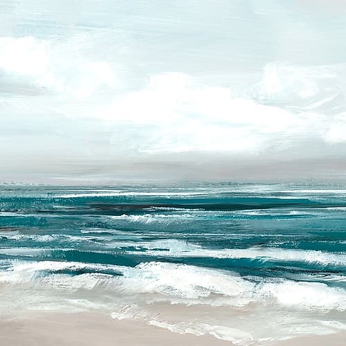 Ocean Waves Under Soft Sky I Plage reproduction