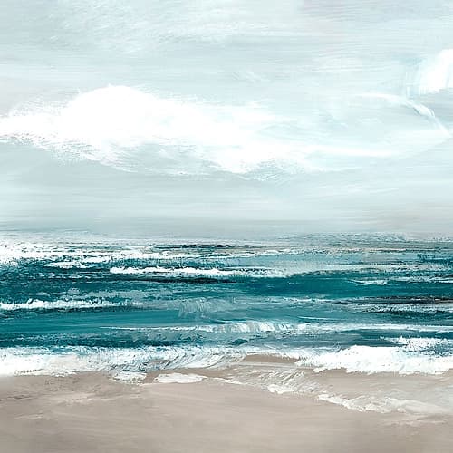 Ocean Waves Under Soft Sky II Plage reproduction