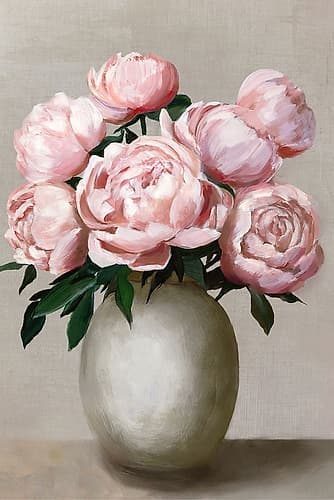 Blossoming Peonies in Simple Vase Art déco reproduction