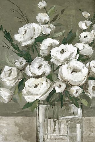 White Blooms in Glass Vase Impressionniste reproduction