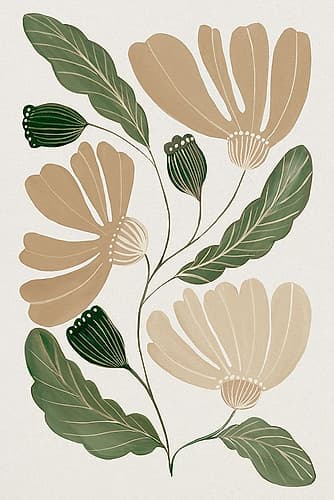 Botanical Harmony in Earth Tones I Aquarelle reproduction