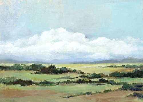 Expansive Fields Under Soft Clouds Art Print