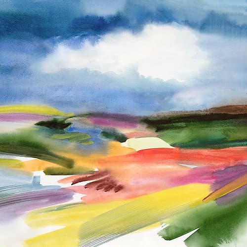 Colorful Landscape Under Vast Sky Impressionniste reproduction