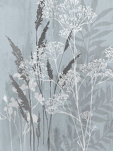 Muted Winter Flora Silhouettes I Art Print