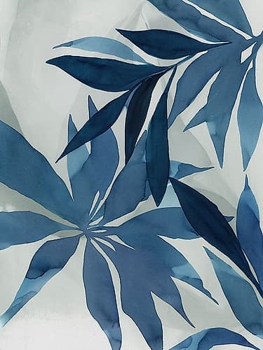 Blue Leaves in Gentle Motion Art Print
