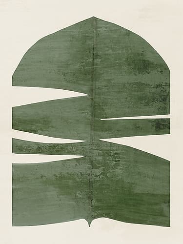 Green Fronds on Cream Canvas II Geometric Print