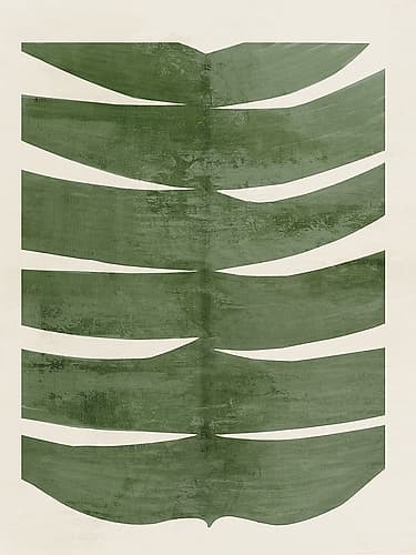 Green Fronds on Cream Canvas III Minimaliste reproduction