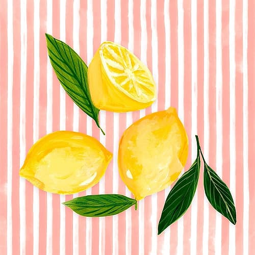Lemons on Striped Canvas Art déco reproduction